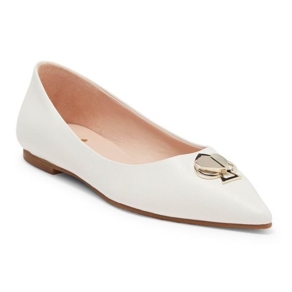 Kate Spade Lenora Leather Flats Pointed Toe Wedding Bridal Bachelorette Bride 7 - Picture 1 of 10